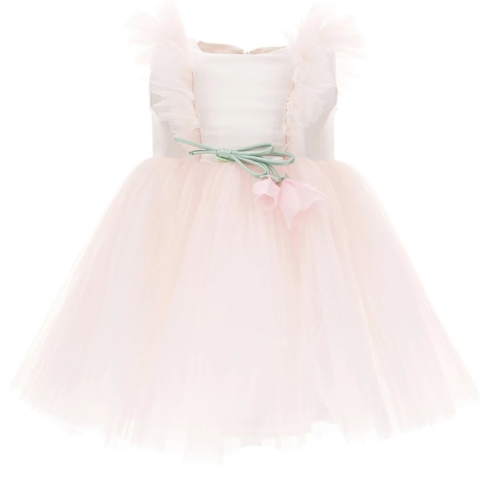Monnalisa Floral-Appliqué Sleeveless Flared Dress